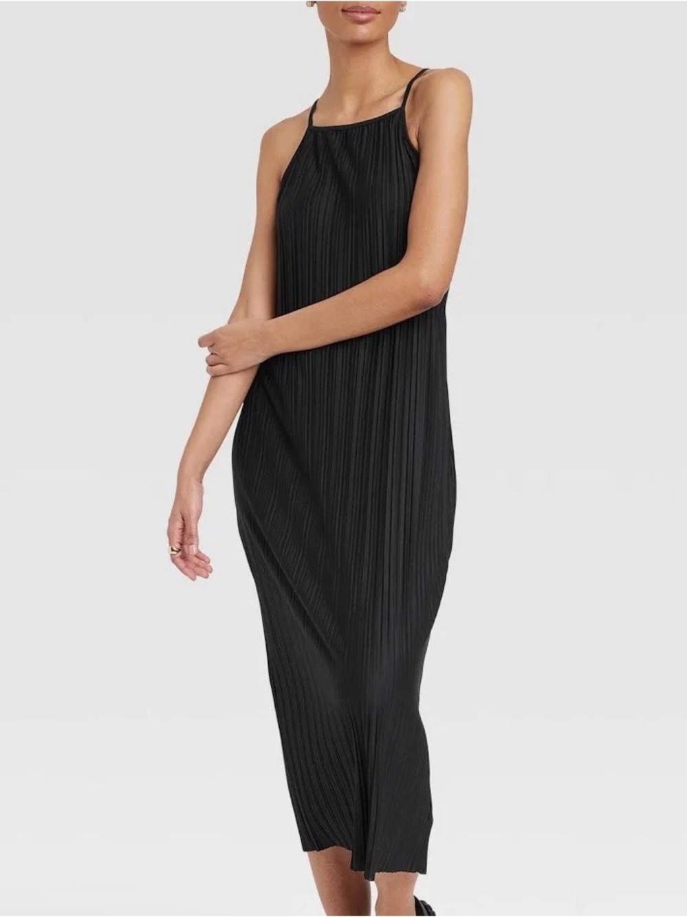 a new day Black Pleated Maxi Slip Dress